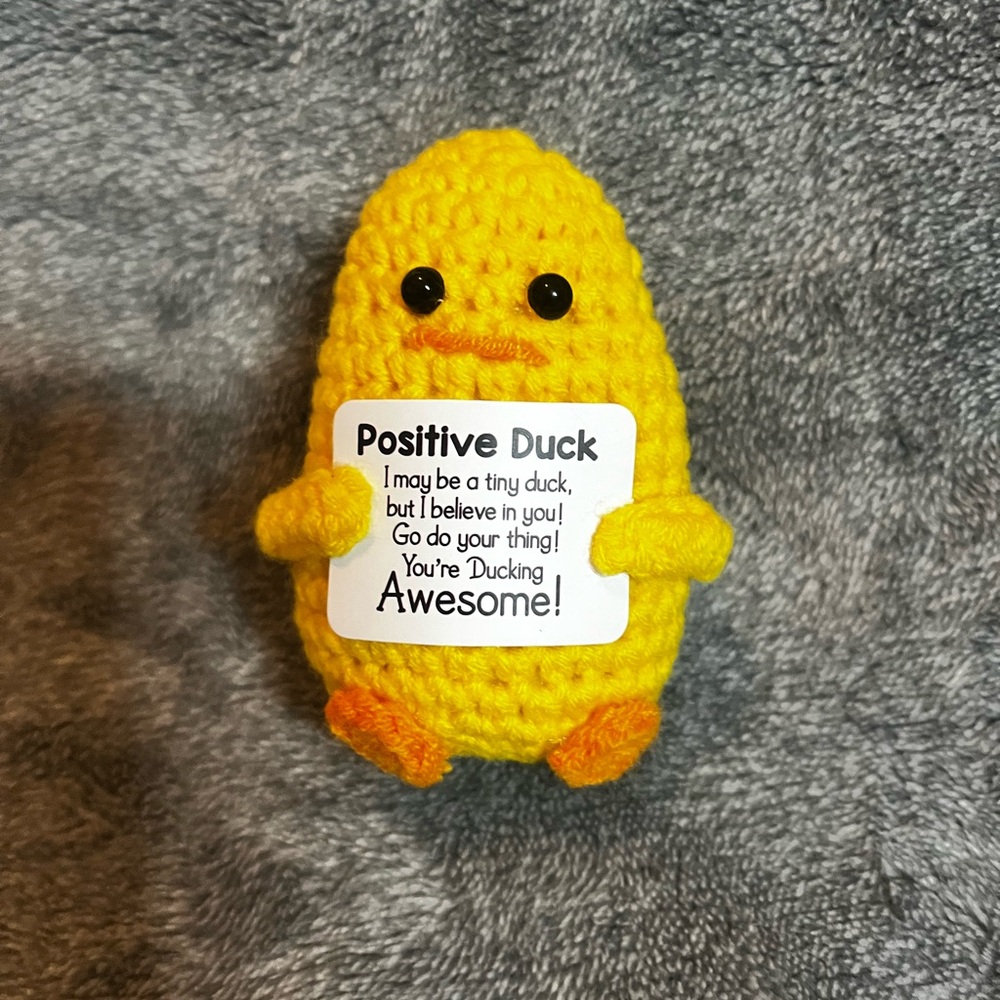 Positive Duck Crochet Figurine New